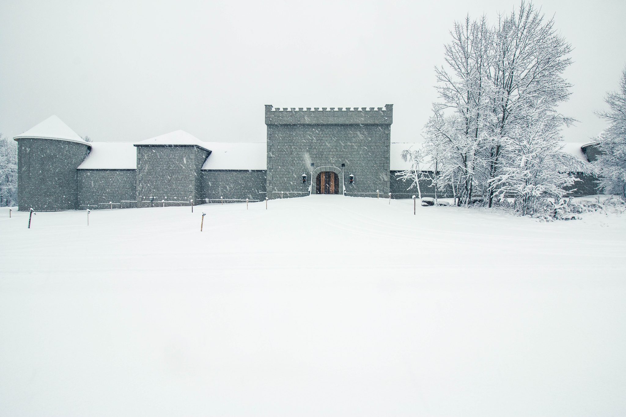 The Castle's front under deep snow